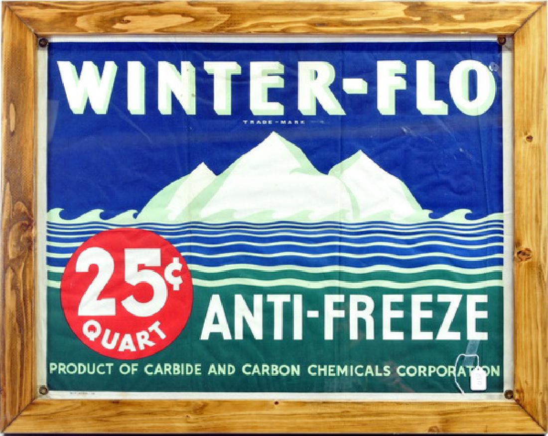 Original 1938 Winter Flo Sign/banner: Measures 40x31 In Custom Frame