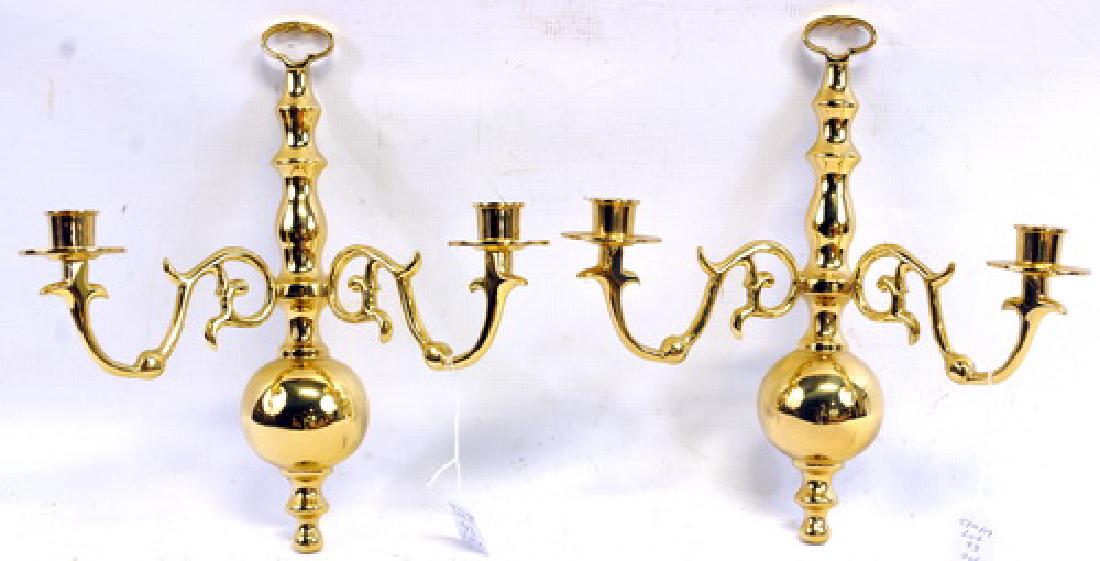 2 Brass Candle Wall Sconces: 12" X 11" , Like New Condition
