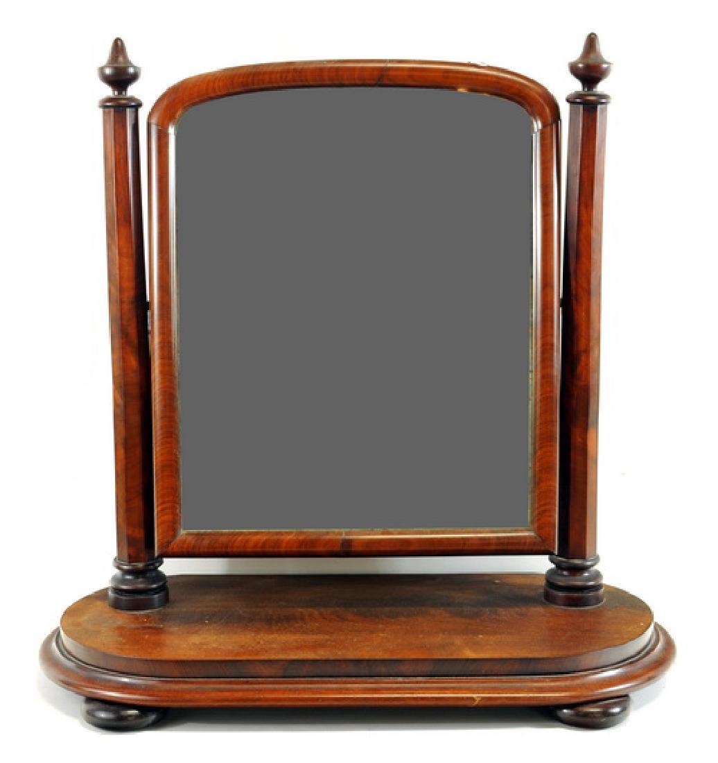 Unusual Antique Walnut Shaving Mirror: Measures 29x29