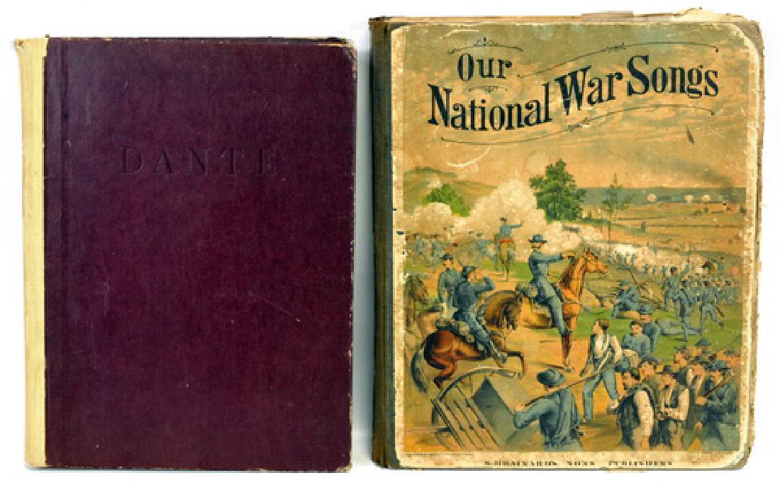 Two Vintage Books Dante And National War Songs: 1884 Our National War Songs And Dante Divine Comedy 1948