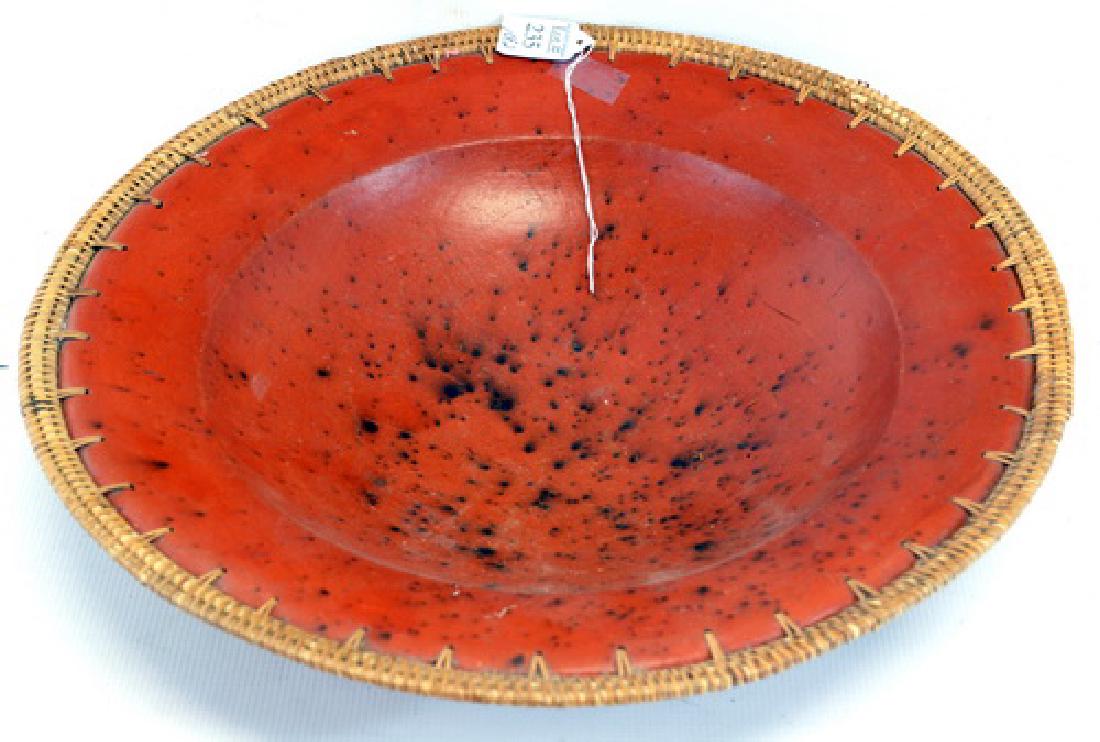 Pair Of Indonesian Bowls: 17" And 21", Cane Edged