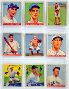 9 1933 Goudey Baseball Cards Ex Plus Condition: Owen Carroll, Glen Spencer, Paul Richards, Adam Comorosky, Virgil Daviswalter Frech, Frank Grube, Ervin Fox, And Charles Grimm