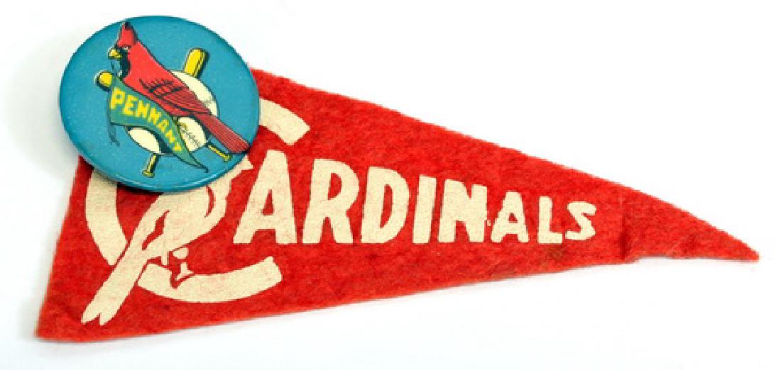 St. Louis Cardinals Mini Pennant And Pin: 1940's