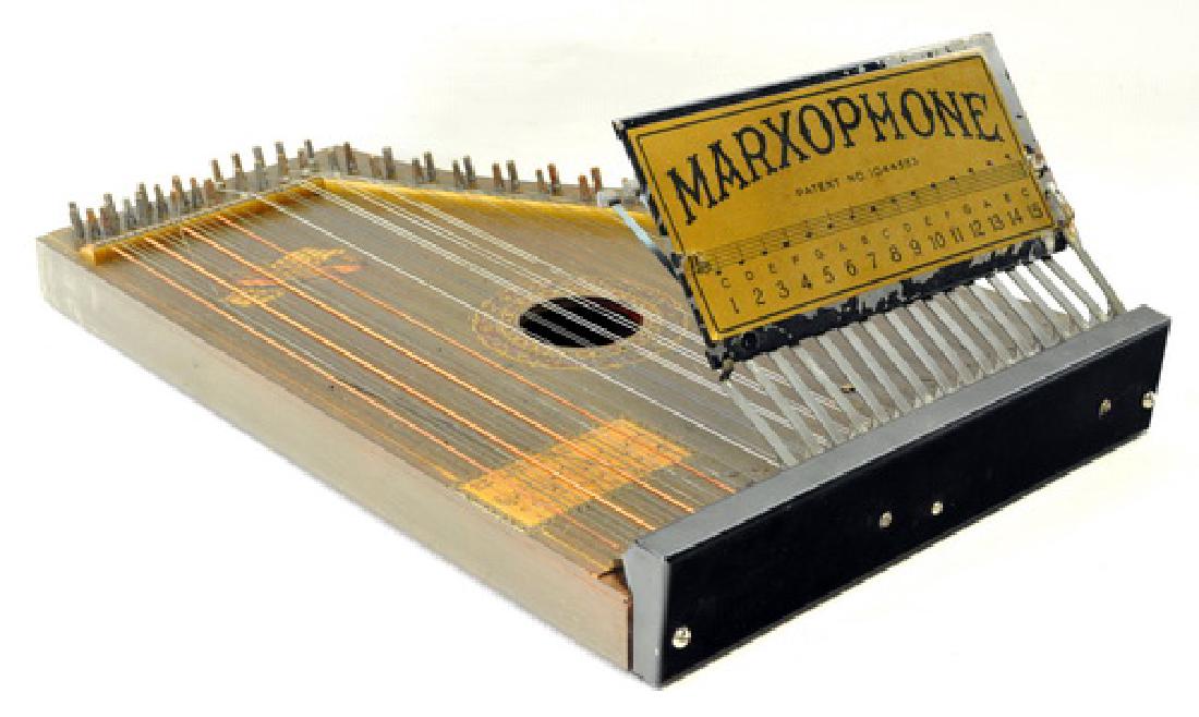 Vintage Rare Marxophone Autoharp Zither: 19 x 14 and sheet music book.