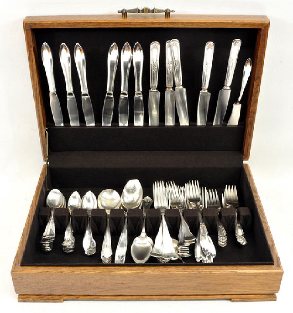 Rogers Brothers Silver Plate Flatware Set: Antique Rogers Set, In Wooden Case