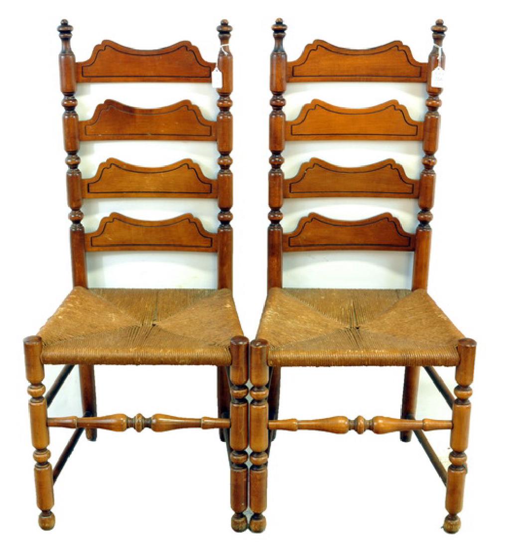 Two Ladder-back side chairs: 42 x 15 x 18.