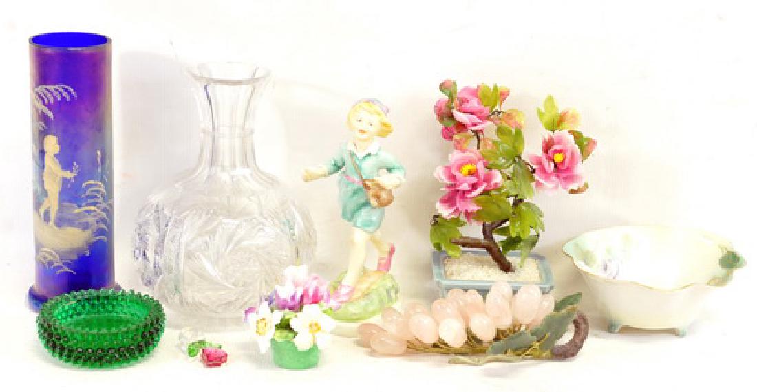 Effanbee, Alex baby dolls, art glass paper weight: Daniel Reeder baby plate born 9/15/1900 Chicago, porcelain signed Huldah, Thursday's Child figurine, floral candy dish made in Germany, solid bronze collectors spoons made in Thailand, more.