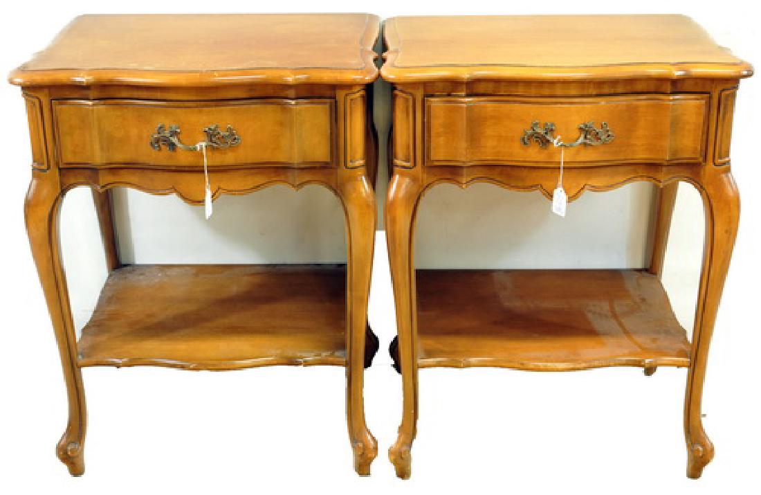 6 piece Oak Contemporary Bedroom set: tall chest six drawers 54 x 21 x 38, nine drawer chest 66 x 34 x 22 with mirror 55 x 38 x 2, two bed side tables one drawer one shelf 21 x 28 x 16, Head board 42 x 77 x 3.