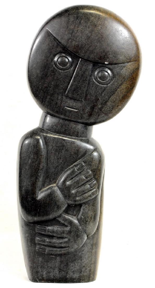 E. Chiwawa African Shona Style Soapstone Carving: signed on bottom, heavy, 21 x 8.