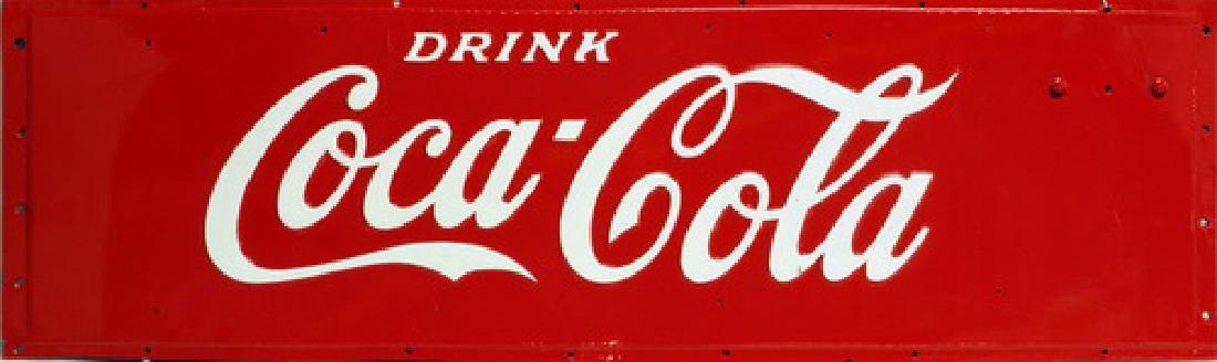Drink Coca Cola Original Cooler Sign: Measures 39x12, Excellent Vibrant Color