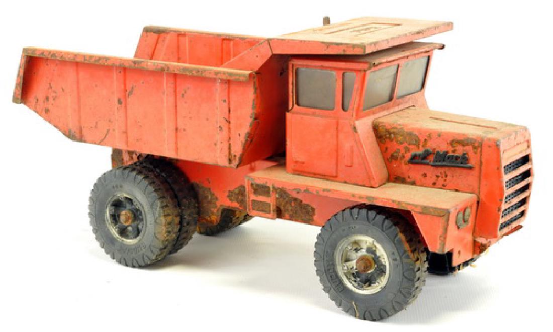 4 Pressed Steel Vintage Trucks Tonka: Three Dump Trucks, Tonka Army Bull Dozer