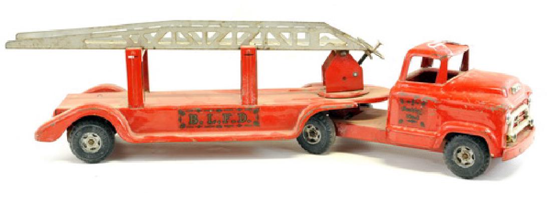 5 Vintage Tonka/smitty/buddy L Trucks: Buddy L Ladder Trucker, Tonka Dumps, Smith Miller Tractor