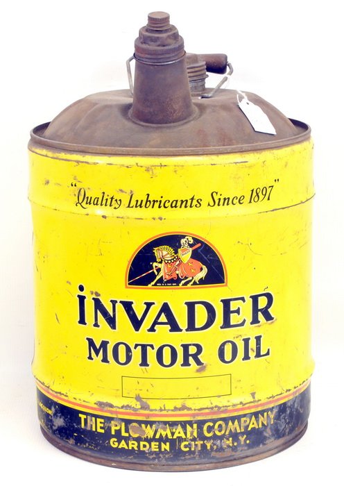Rare Invader Motor Oil 5 Gallon Can: Great Look 19"