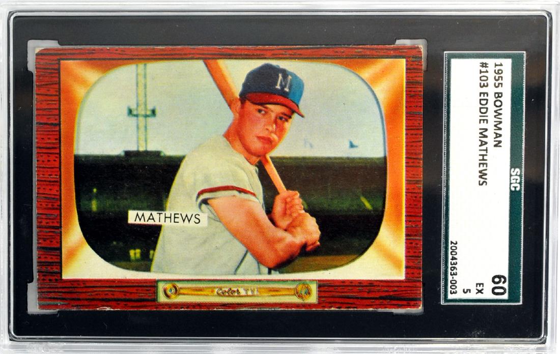 1955 Bowman Eddie Mathews Sgc 60 Ex 5 (1 of 2)