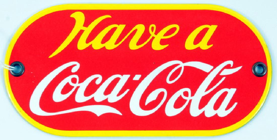 Vintage Porcelain Coca Cola Push Sign (1 of 2)