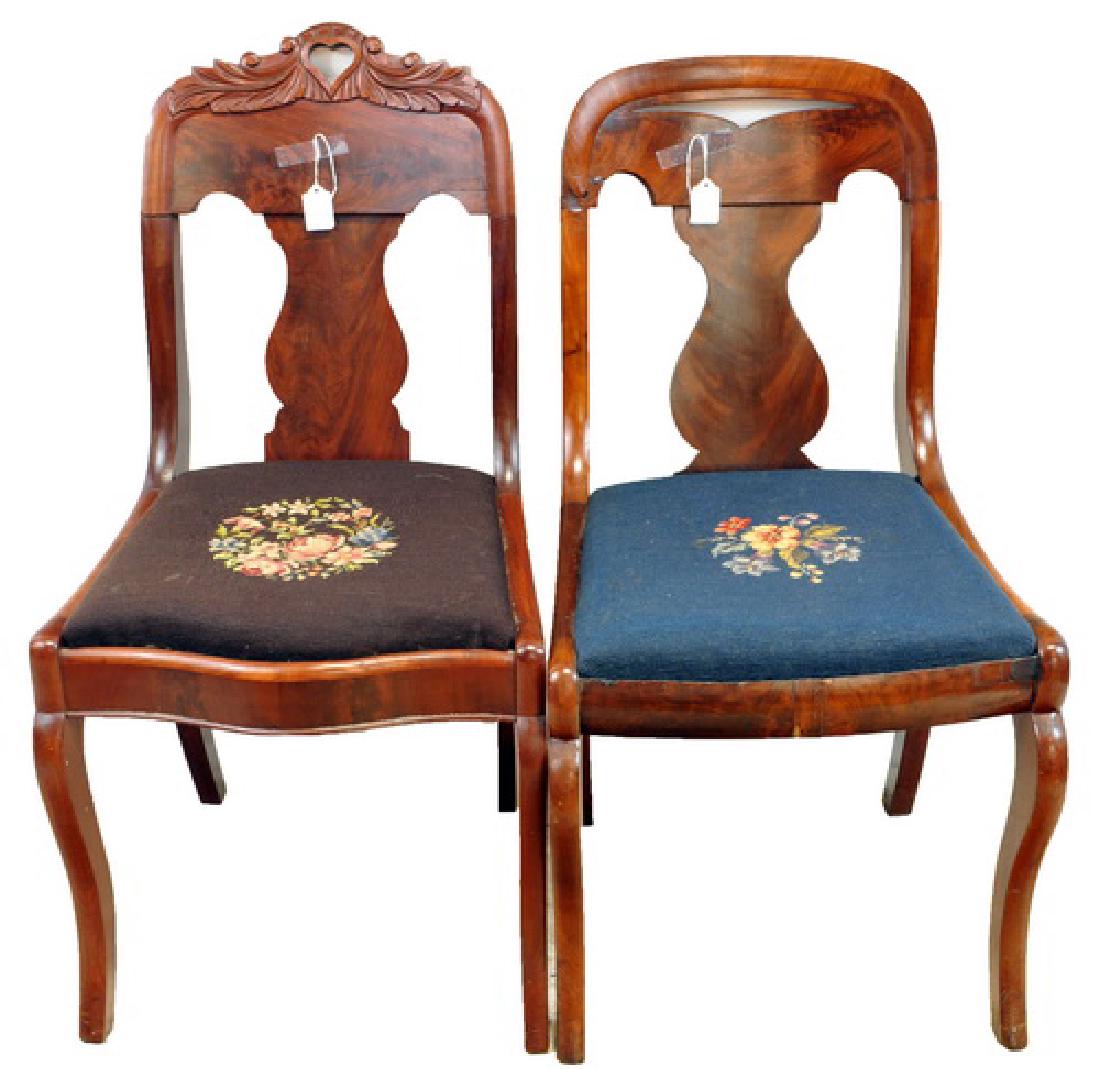 Two Antique Needlepoint Walnut Side Chairs (1 of 1)