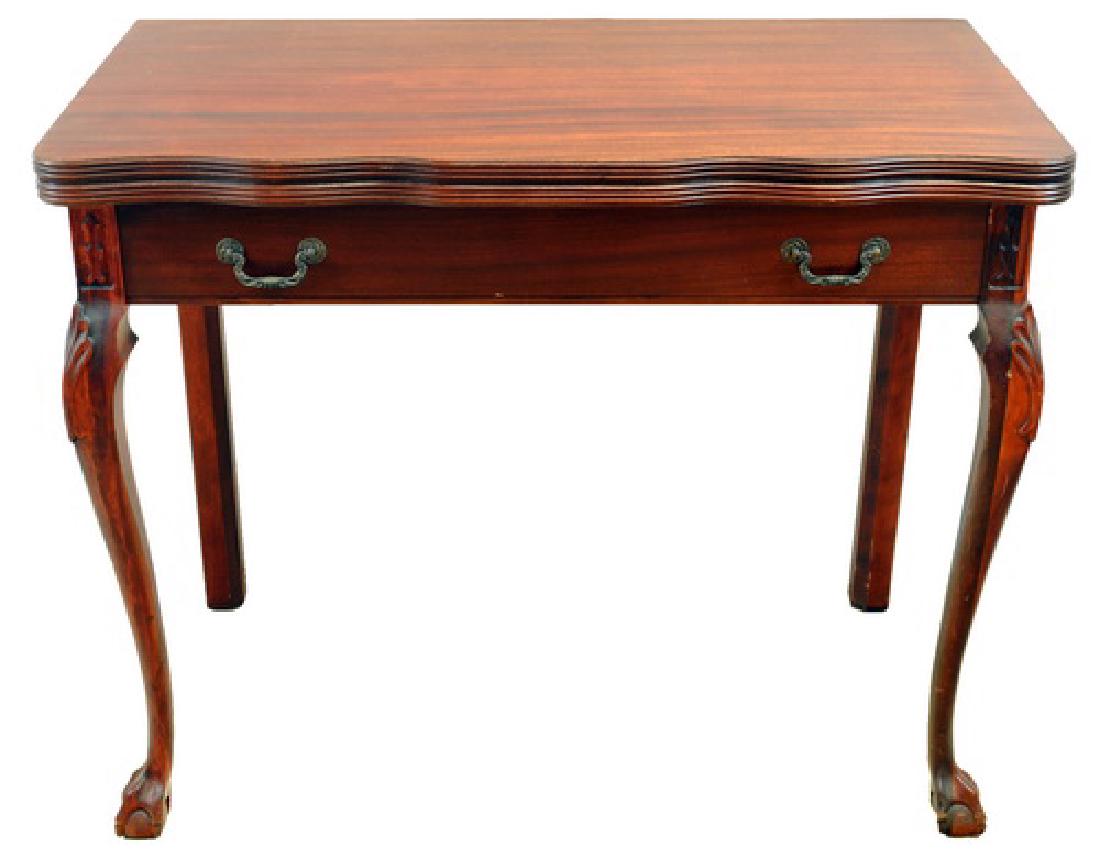 Antique mahogany carved game table (1 of 2)