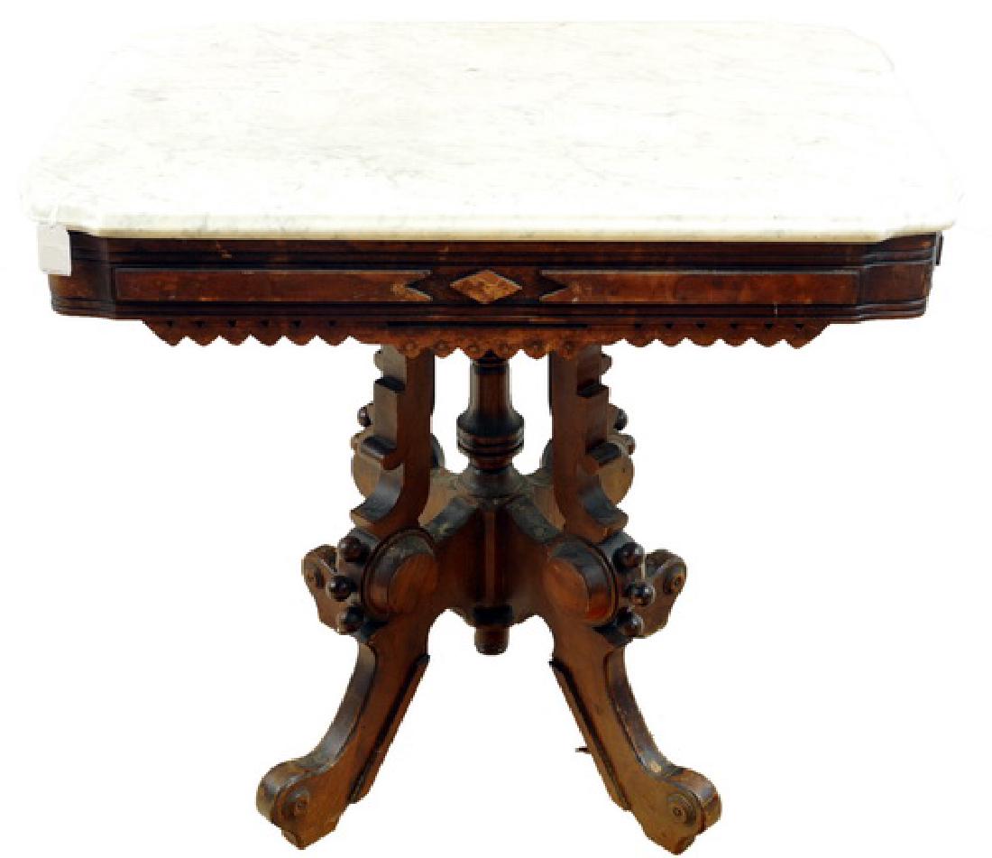 Antique walnut marble top stand (1 of 2)