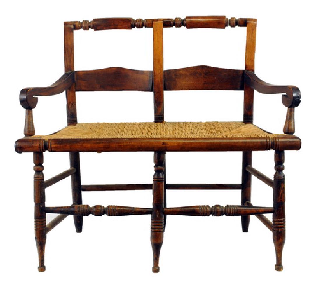 Early Pine Rush Seat Child's Bench (1 of 2)