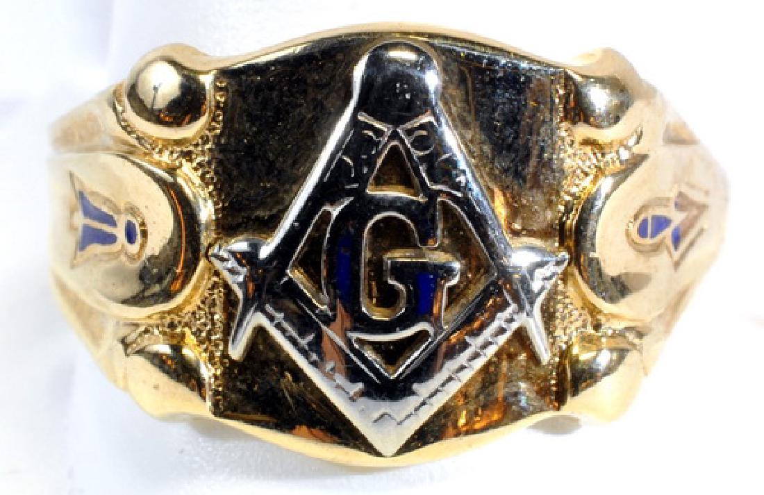 Men's 14k Yellow Gold Masonic Ring Size 14 1/2 (1 of 3)