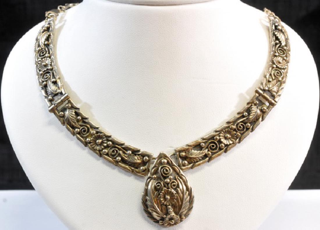 Vintage Sterling Silver Necklace With Floral (1 of 2)