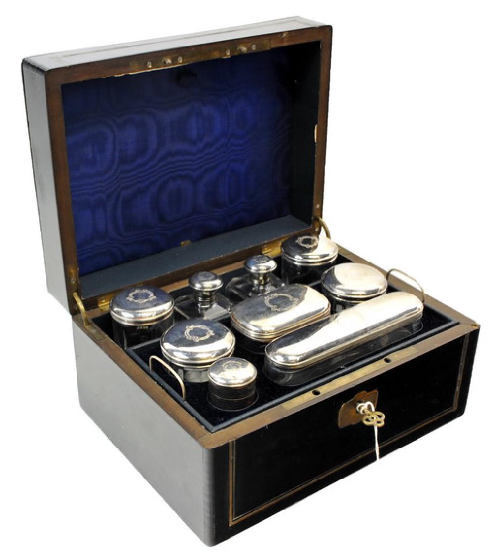 Excellent Antique Silver-plate Ladies Beauty Kit (1 of 4)