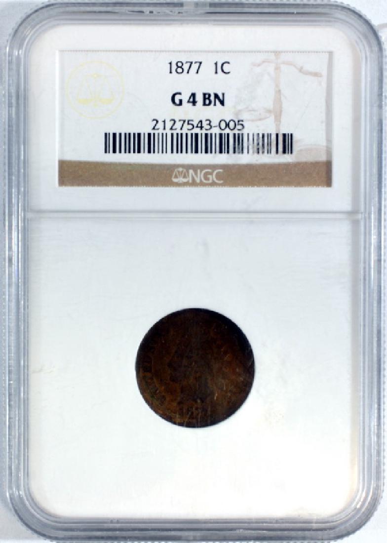 1877 Us Indian Head Cent Graded By Ngc G 4 Bn (1 of 2)