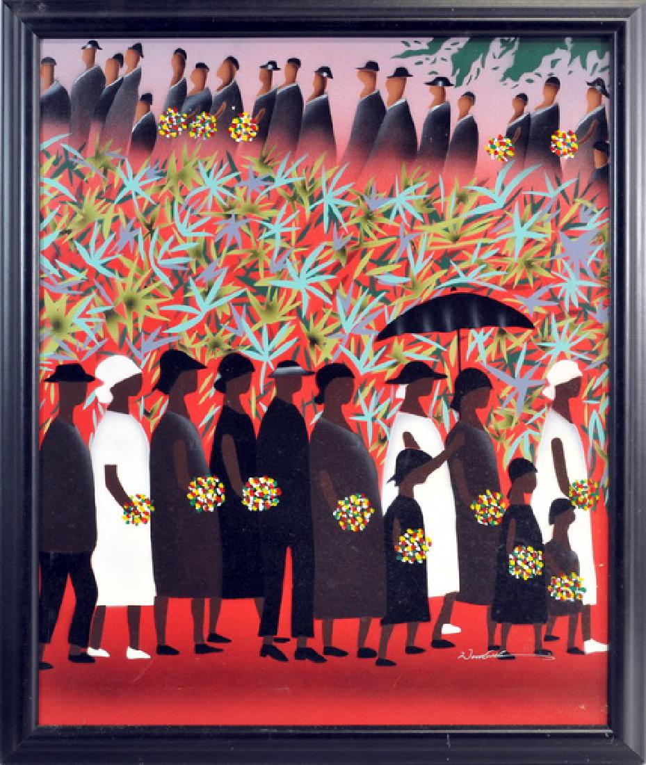 Enamel on Canvas, African Funeral Procession (1 of 2)