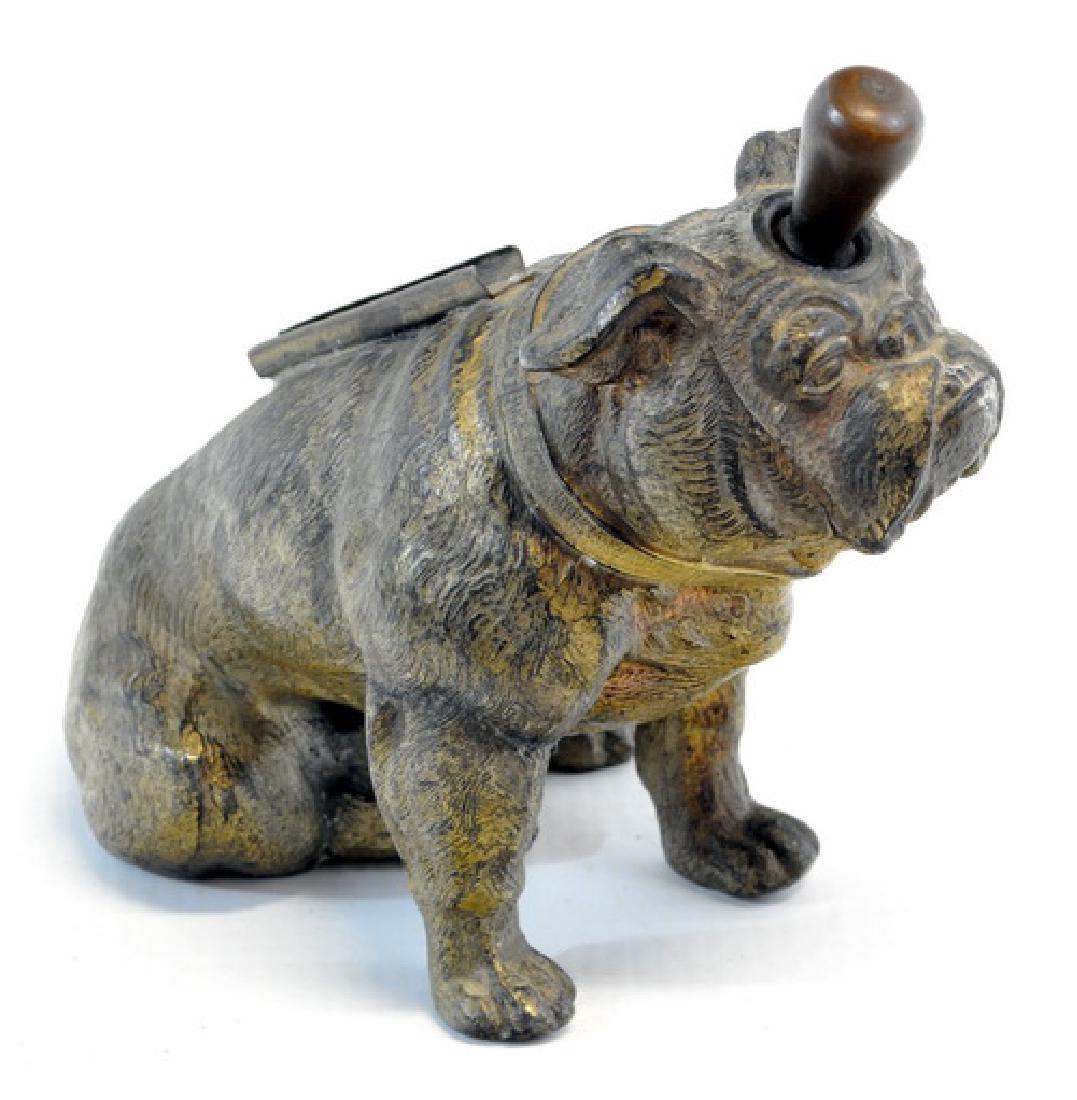 Antique Bronze Bulldog Fireplace Lighter (1 of 4)