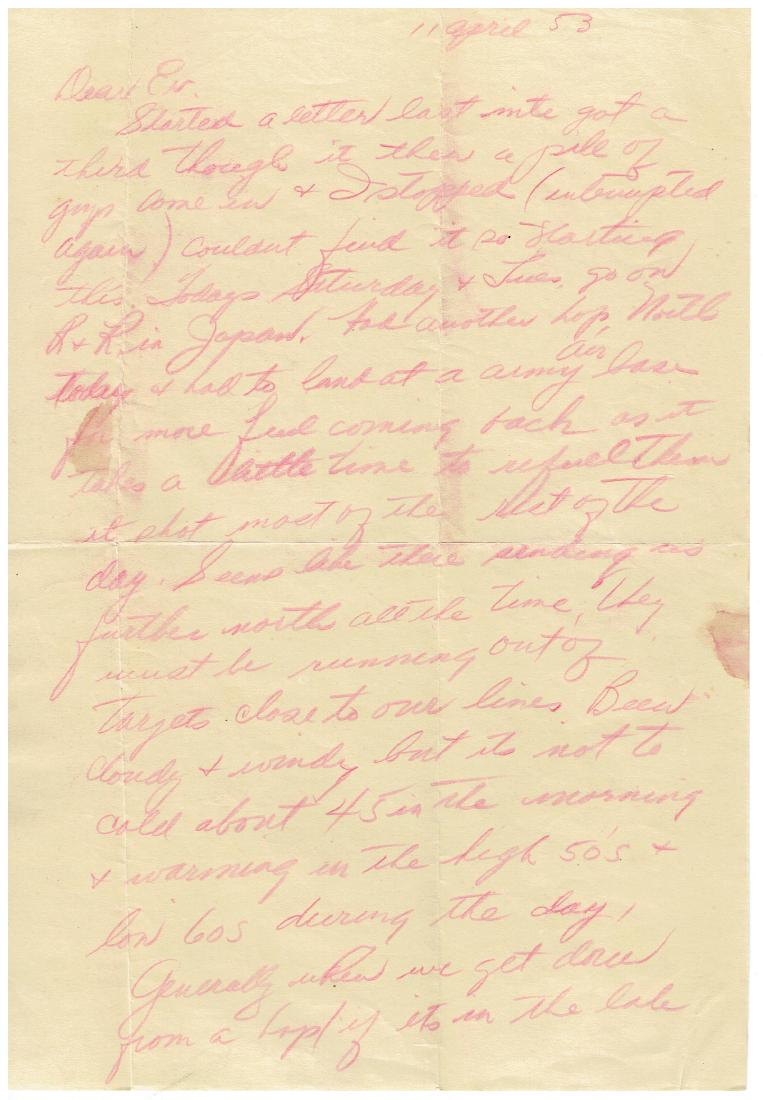 April 11 1953 Letter Written By Ted Williams (1 of 3)