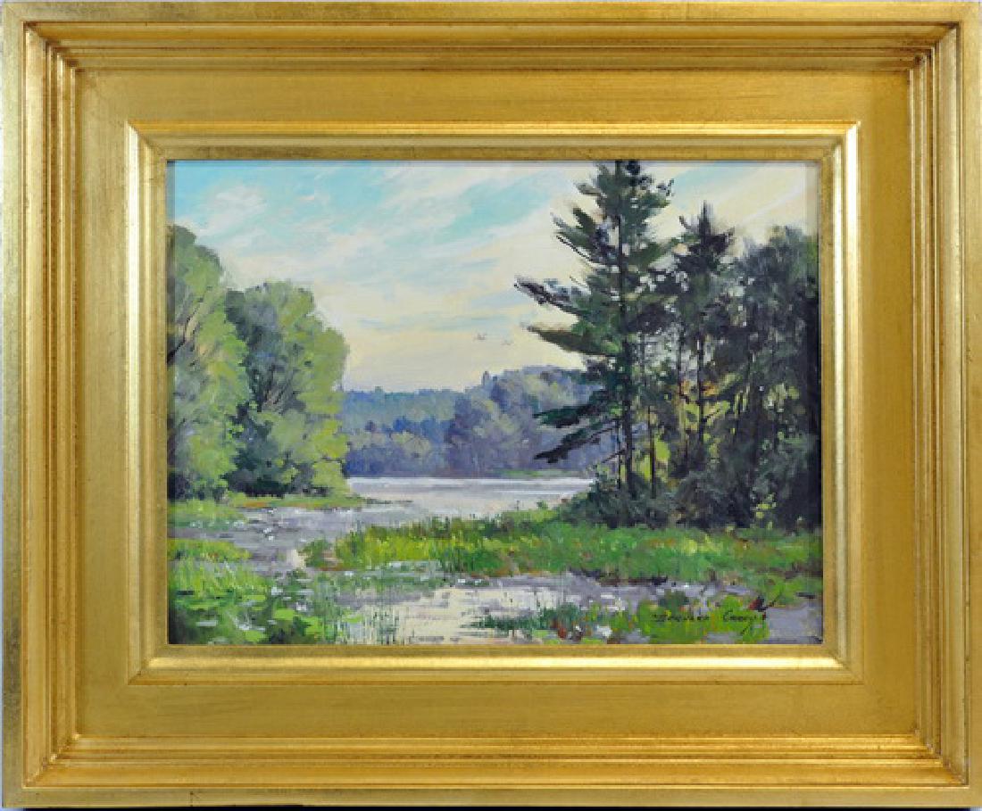 Oil ON Board By Bernard Corey Lake Scene: Measures 12x9