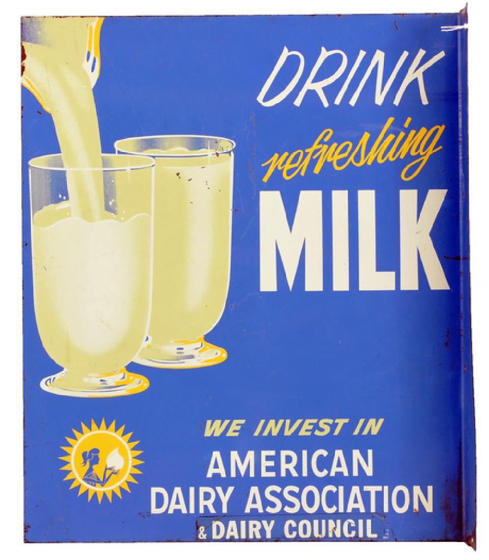Vintage Drink Milk American Dairy Assoc: Flange Advertising Sign, 15 X 18 X 2.
