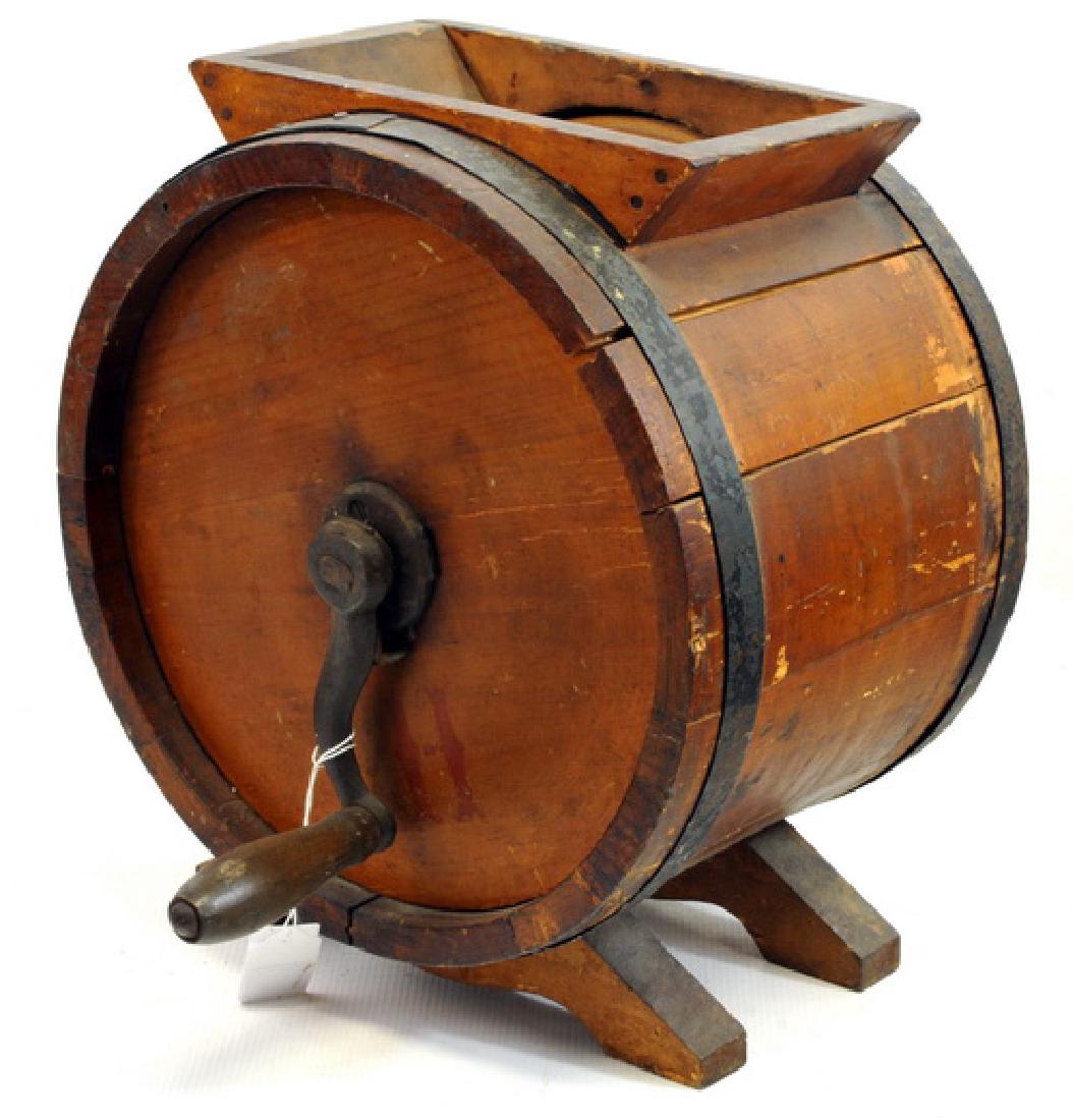 Antique butter churn crank wood barrel