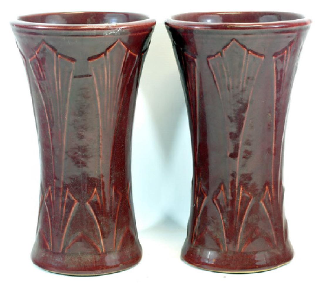 2 Large Antique Water Basin Bowls and more: basin bowls by K.T.& K. Co. and also Ironstone China, 2 12" Maroon Vases, 11 Decorative Plates, 2 Decorative large bowls, Candy Dish, Cream and sugar bowls, round tray server and more
