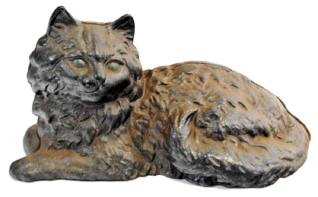Cast Iron Hubley Cat Door Stop With Green