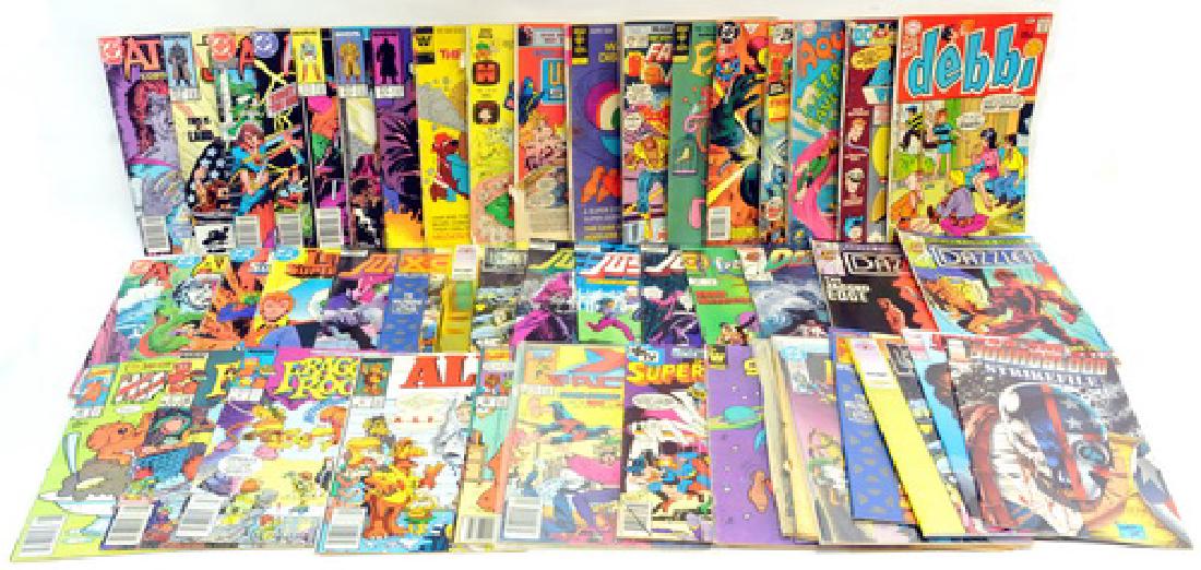 50 Misc. Comic books, Debbi, Batman, Aquaman,: Fantastic Four, Superman, Pink Panther, Unknown Soldier, Sad Sack, The Hair Bear Bunch, New Universe Justice, Arion Lord Of Atlantis And More