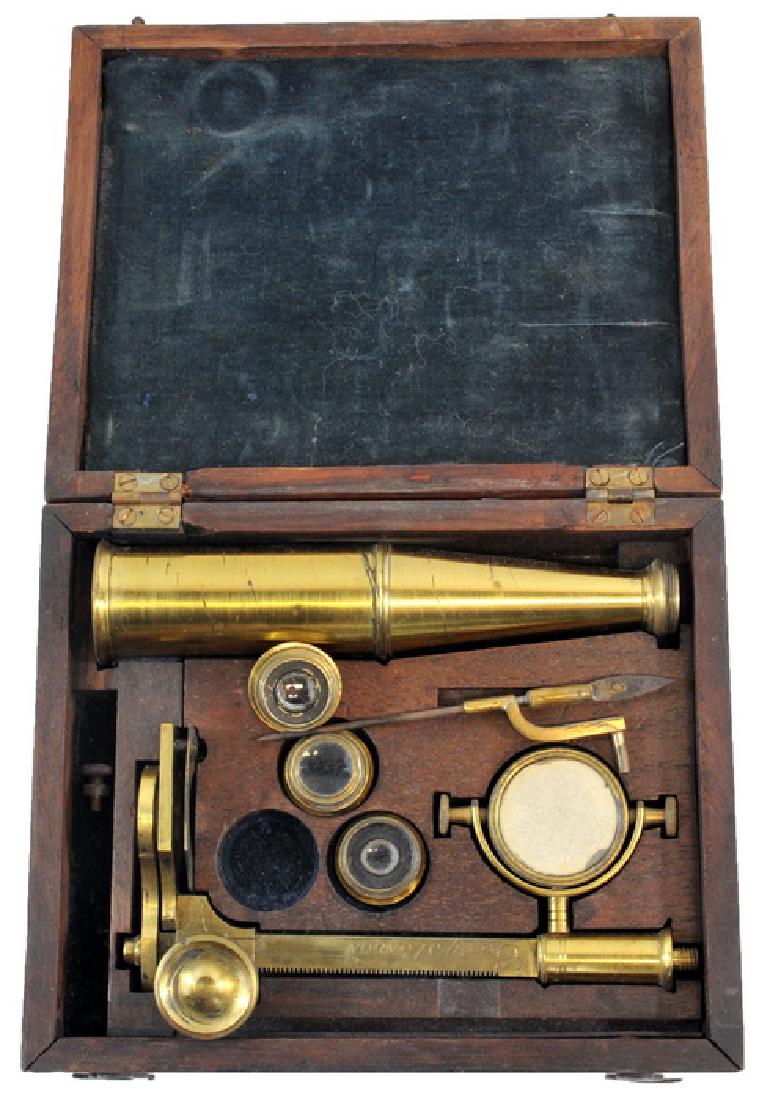 Antique Brass Microscope By Gary London: Comes with original wooden box
