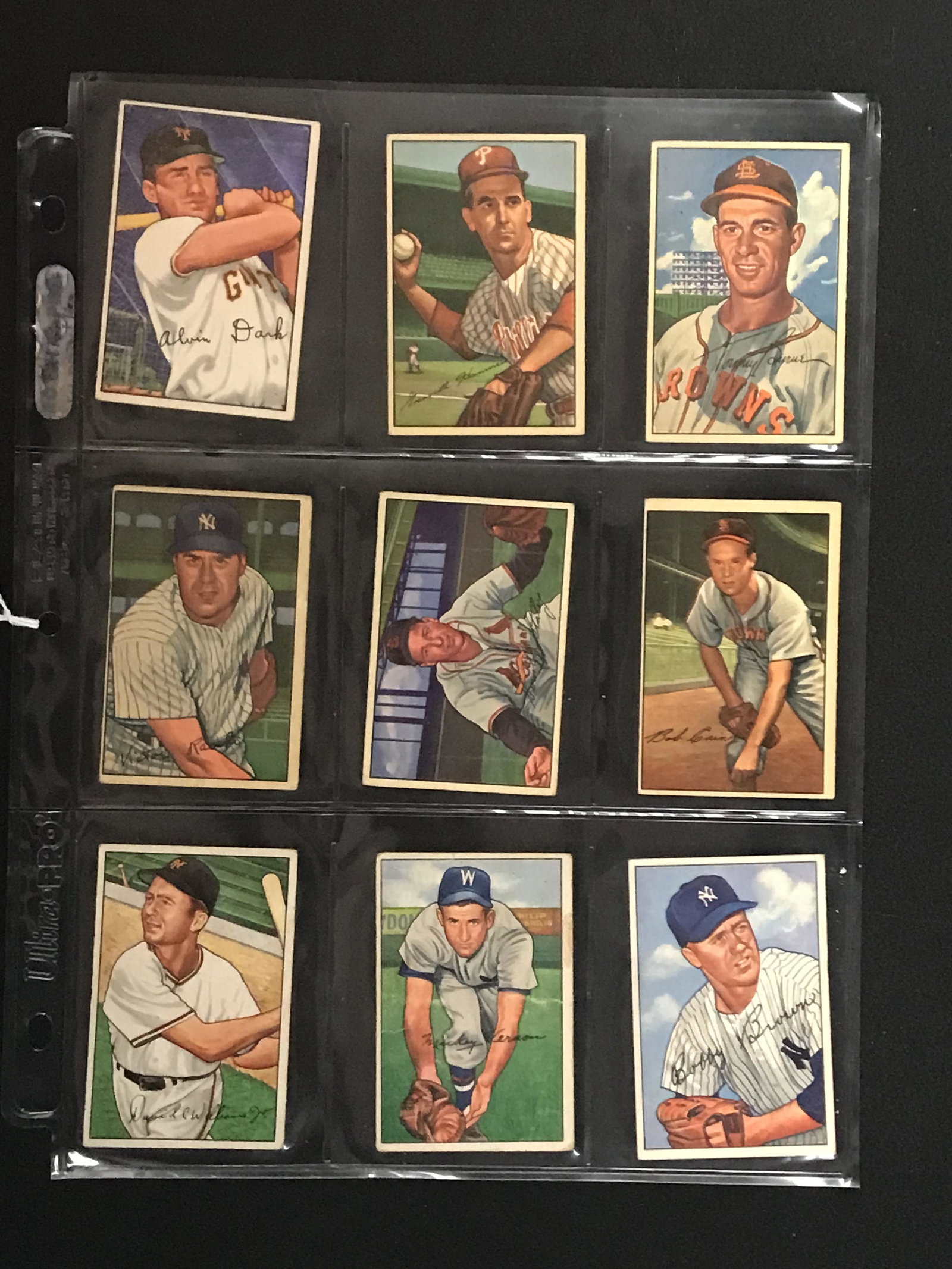 9 1952 Bowman Baseball Cards (1 of 2)