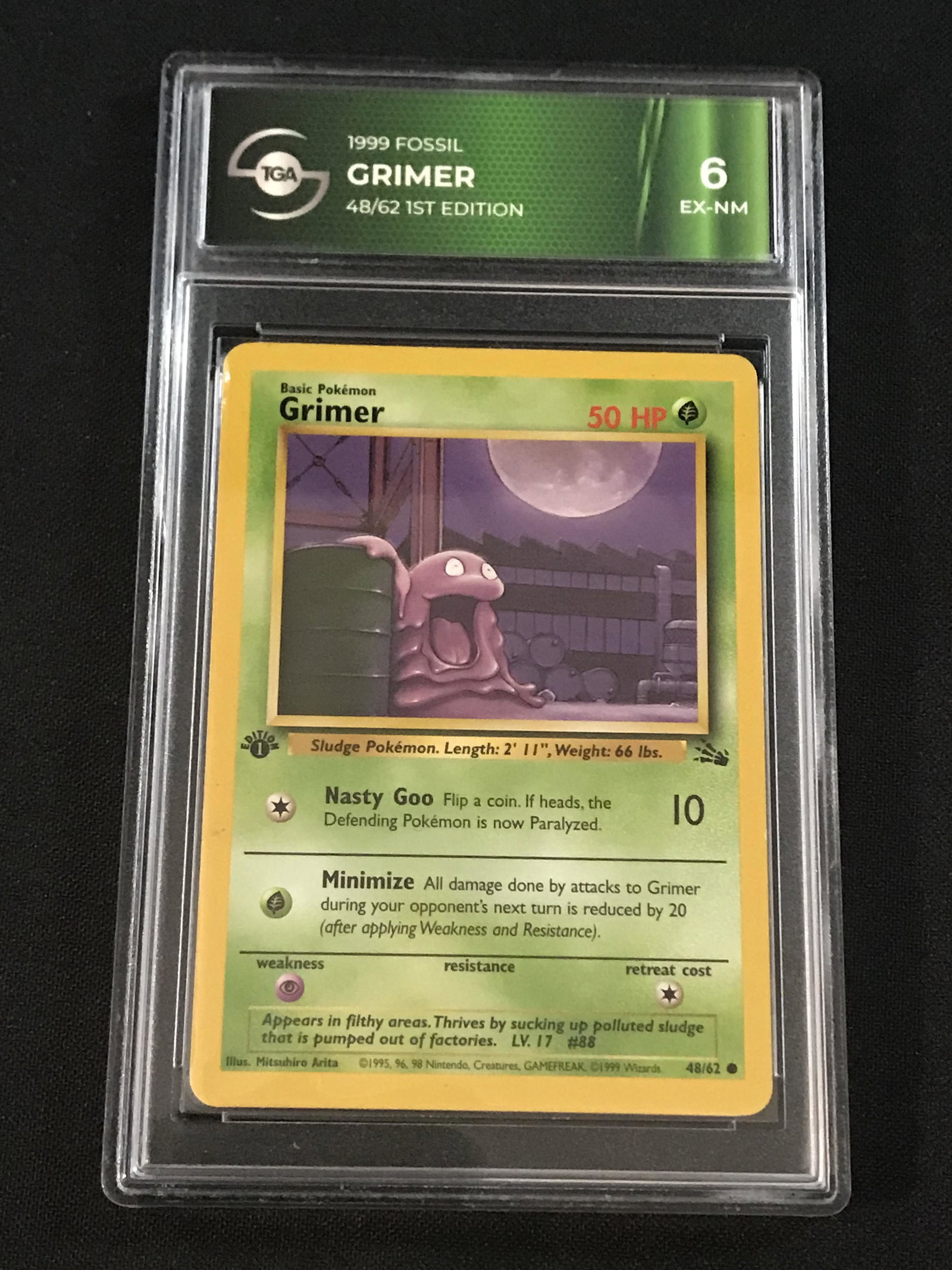 1999 Pokemon Fossil 1st Ed Grimer Tga 6: 1999 Pokemon Fossil 1st Ed Grimer Tga 6