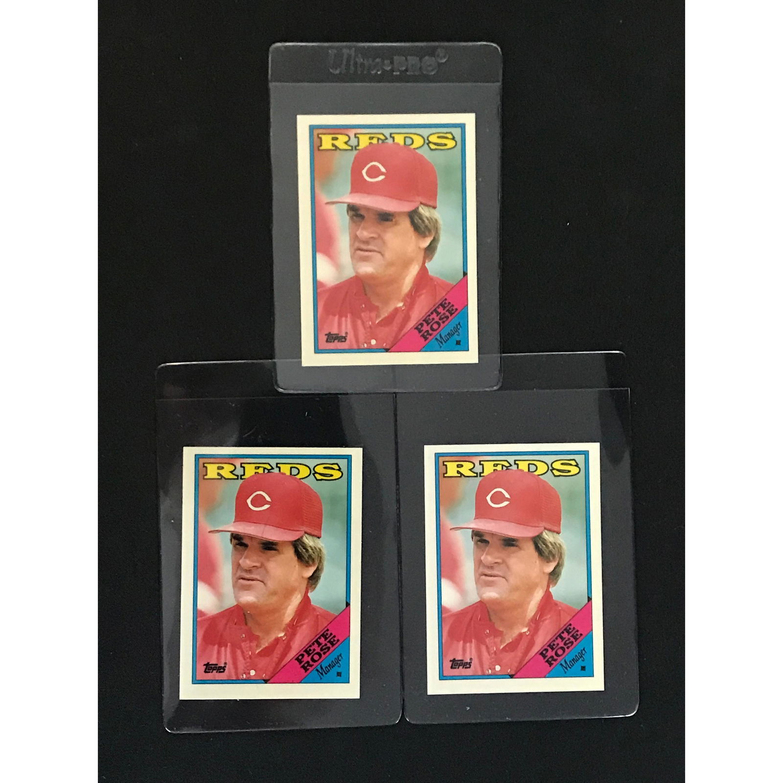 Three 1988 Topps Tiffany Pete Rose Cards (1 of 2)