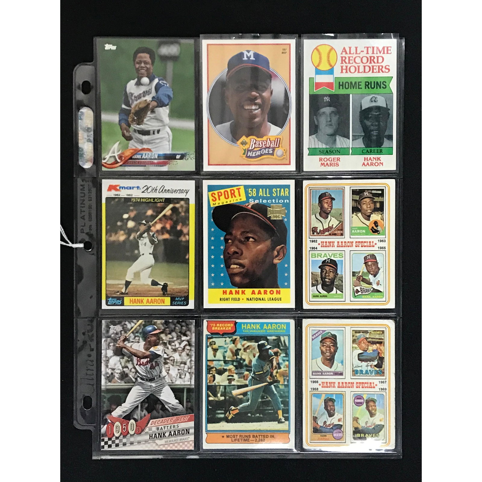 9 Assorted Hank Aaron Cards (1 of 2)