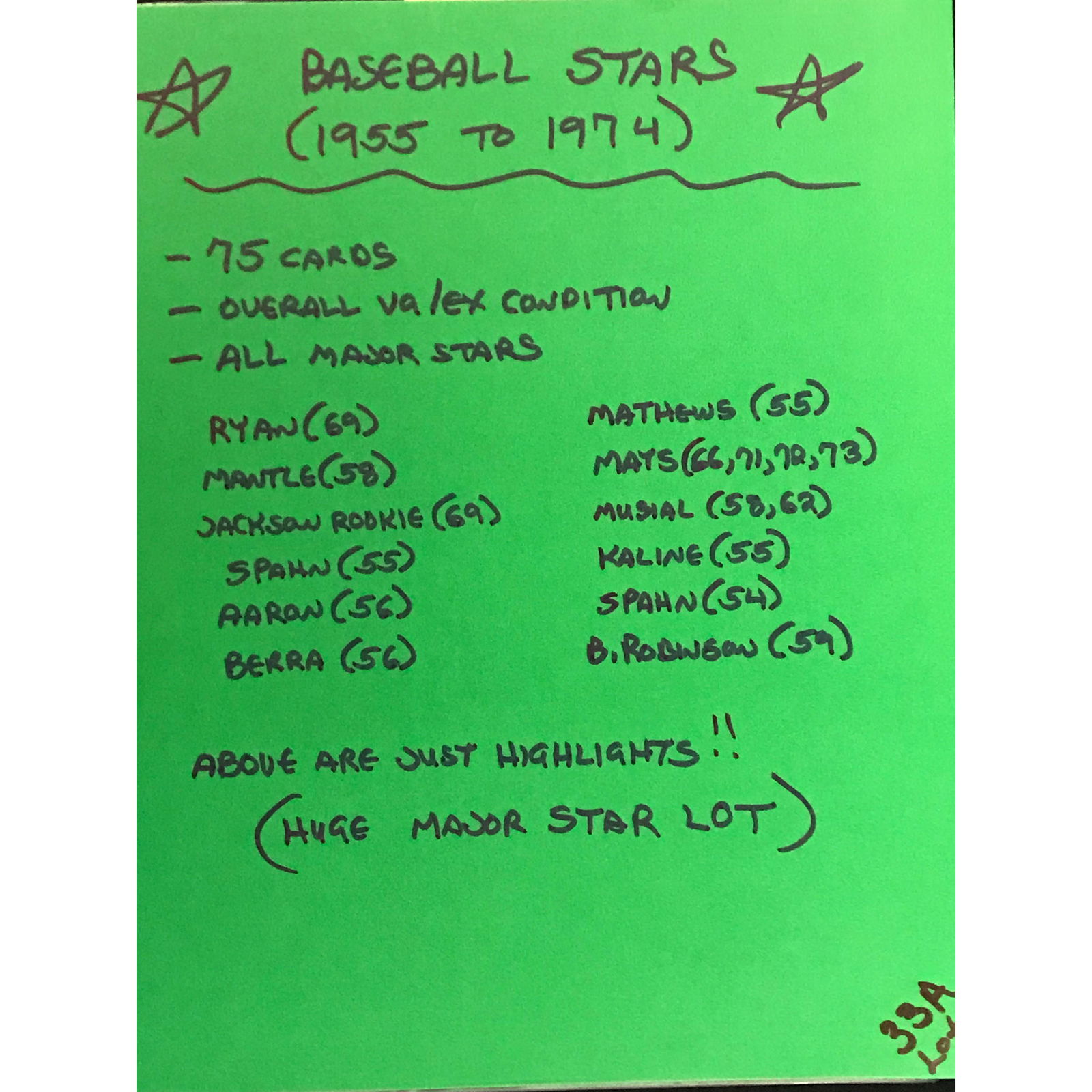 75 Baseball Stars 1955-1974 Vgex (1 of 15)