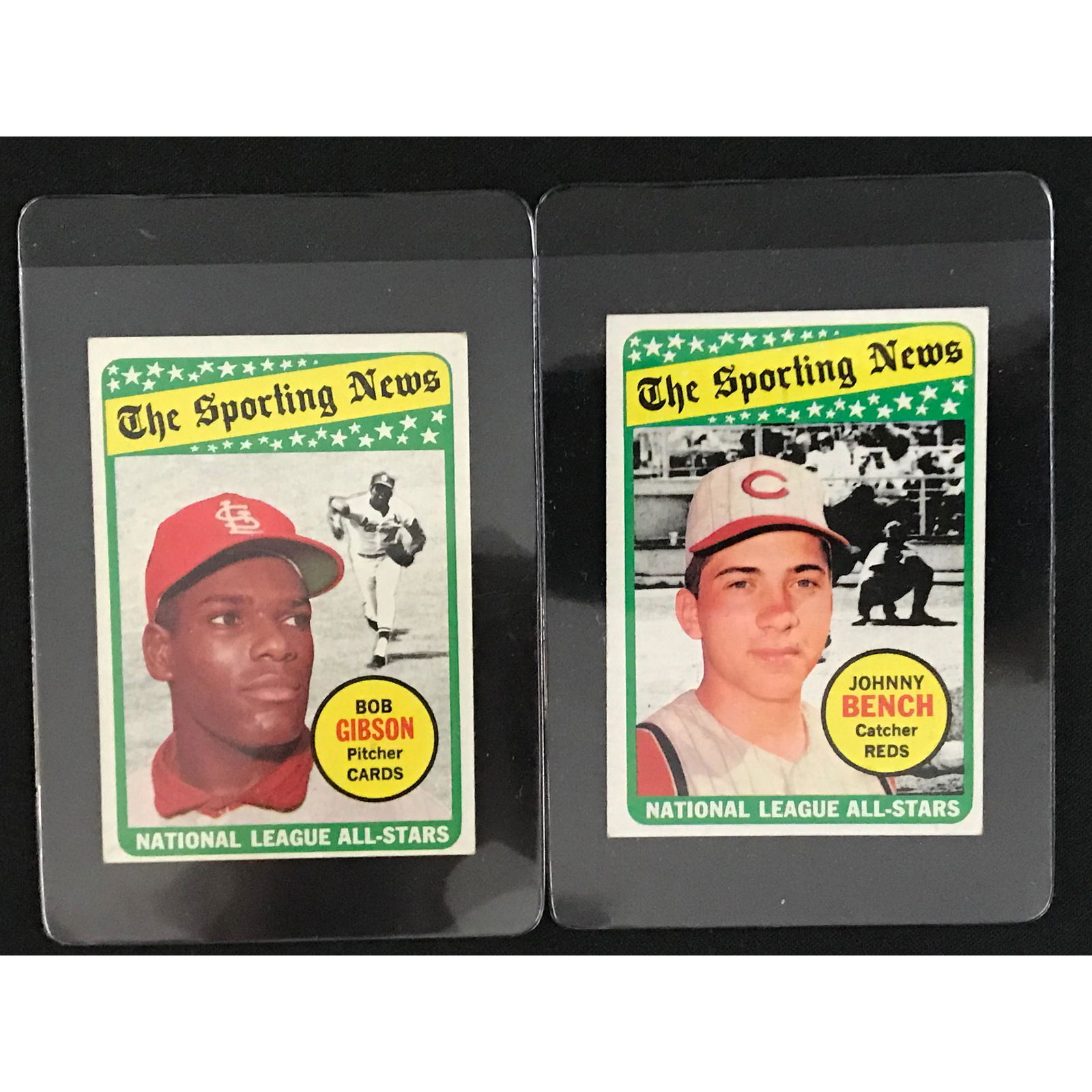 Two 1969 Topps Baseball Hof Gibson/bench (1 of 2)