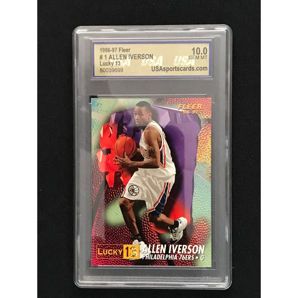 1996-97 Fleer Lucky 13 Allen Iverson Rc Graded 10 (1 of 2)