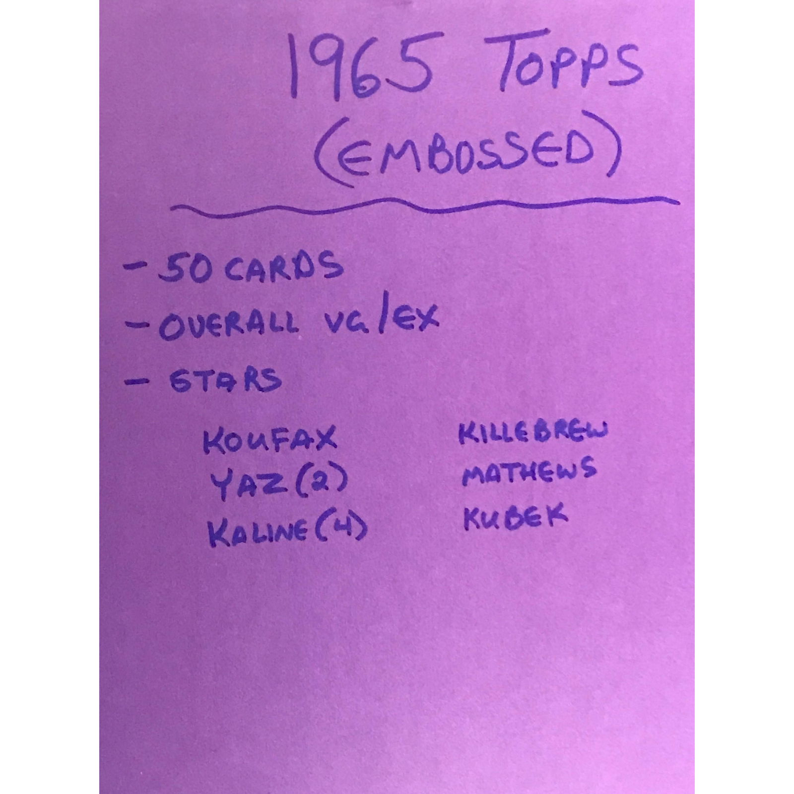 50 1965 Topps Ermbossed Baseball Cards (1 of 11)