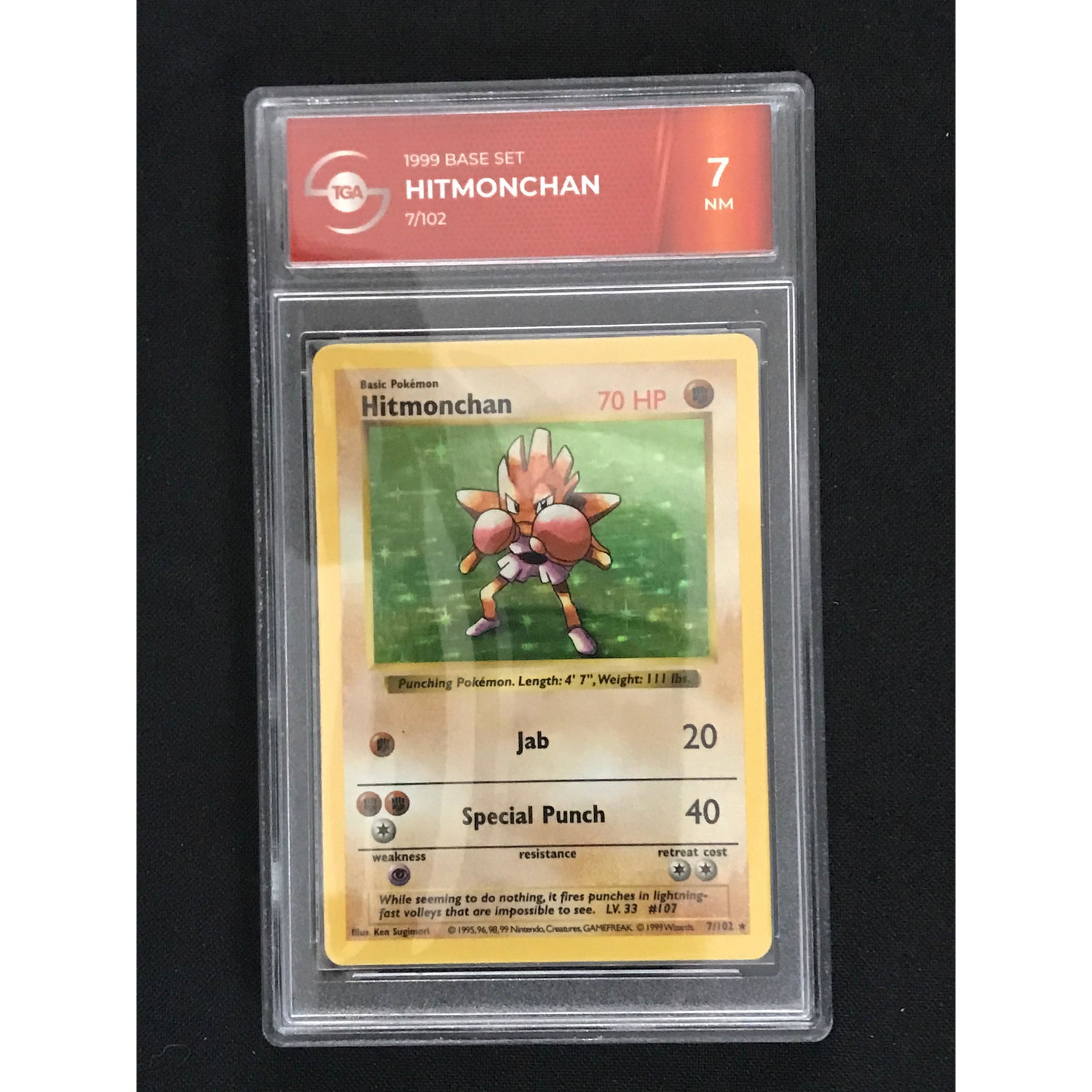 1999 Base Set Holo Foil Hitmonchan Tga 7: 1999 Base Set Holo Foil Hitmonchan Tga 7