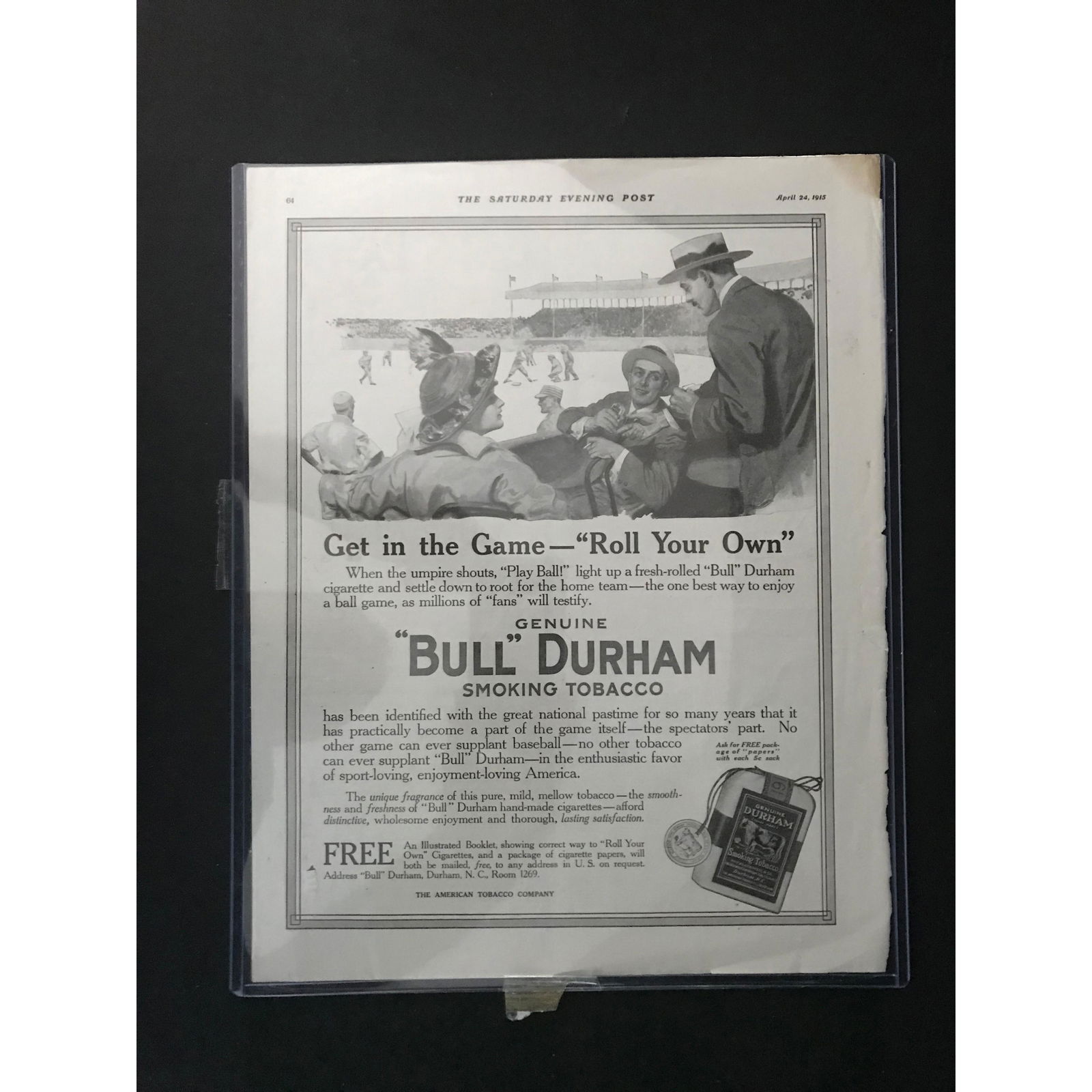 1915 Bull Durham Baseball Ad Insert (1 of 2)