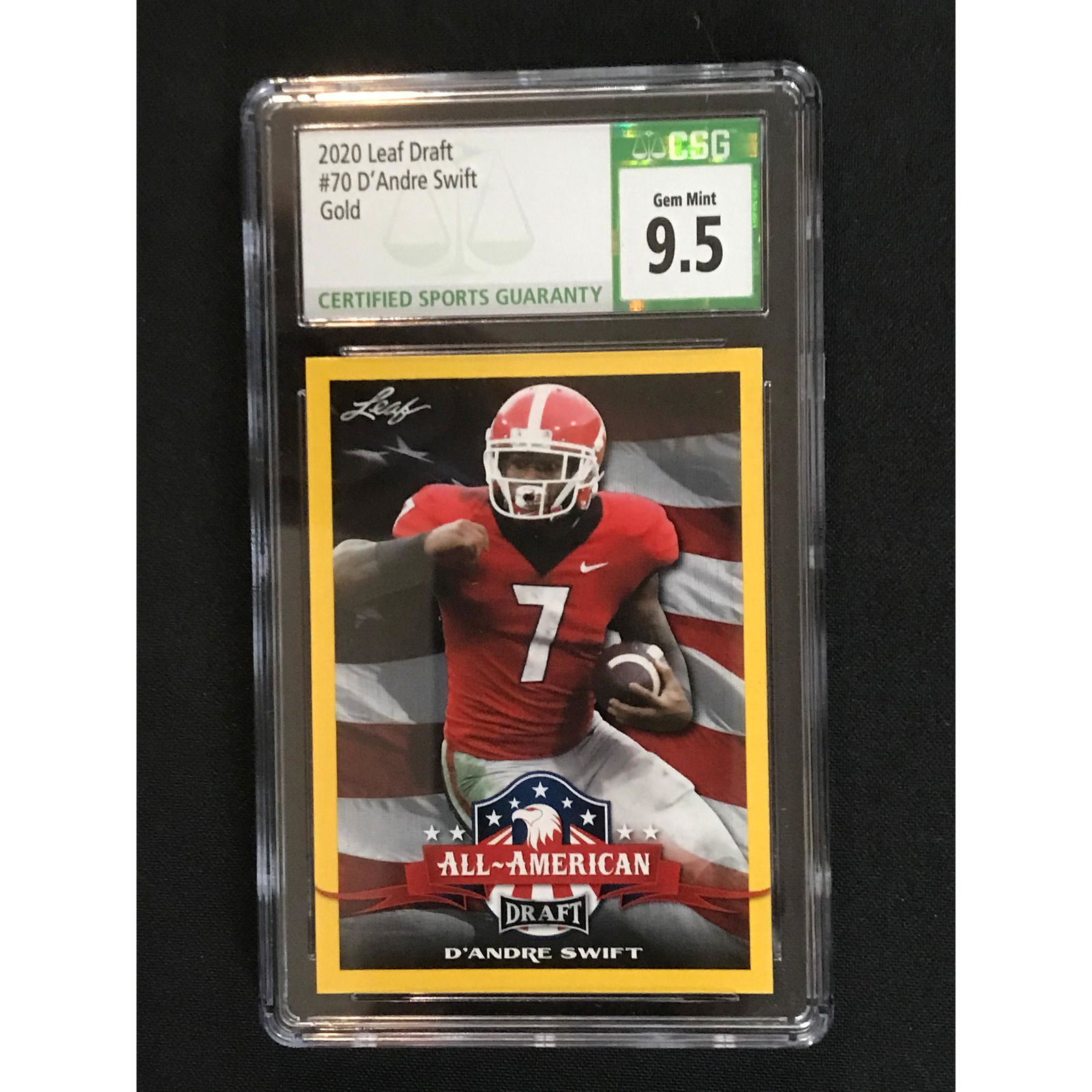 2020 Leaf Draft D'andre Swift Rookie Gold Csg 9.5 (1 of 2)