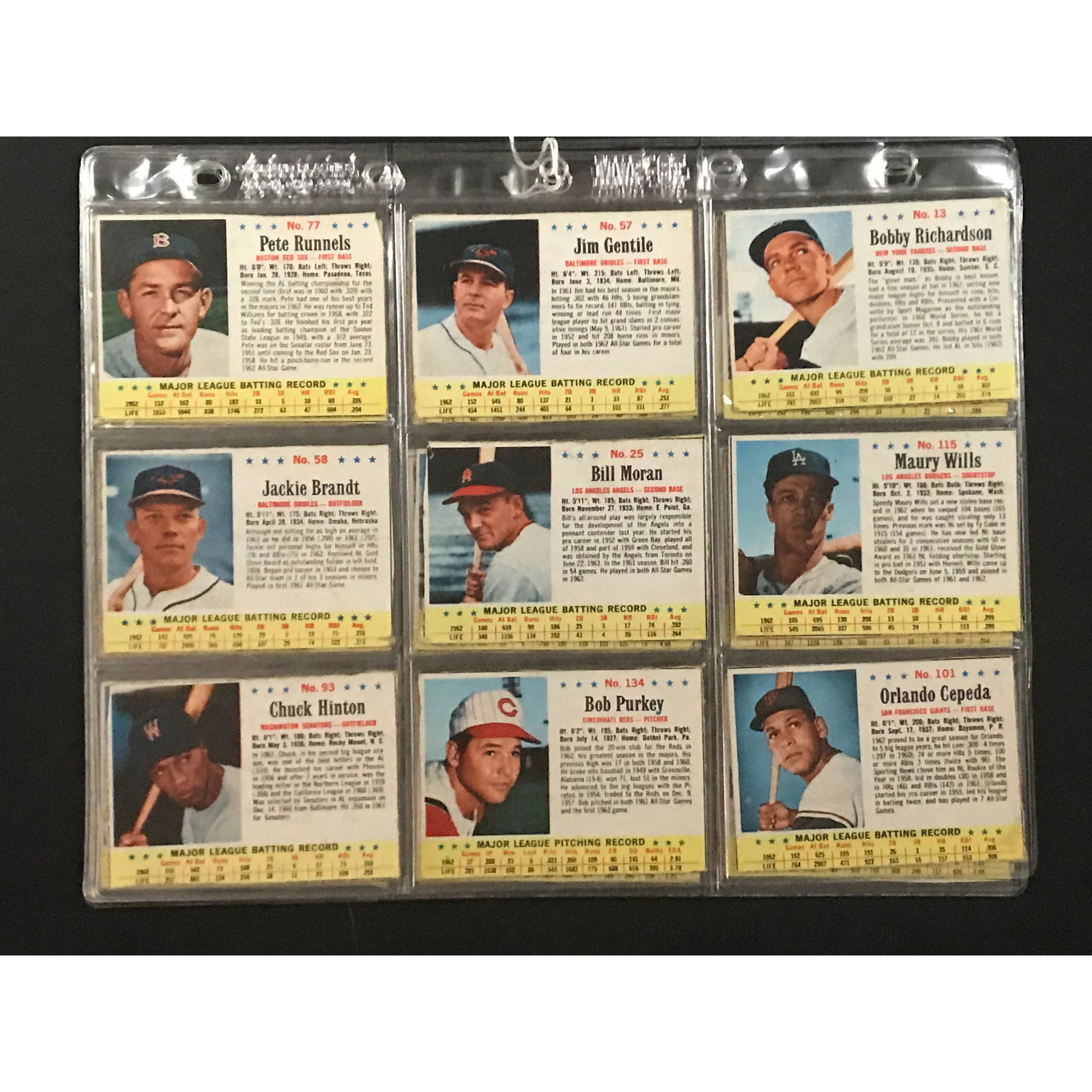 27 1962 Post Cereal Baseball Cards (1 of 6)