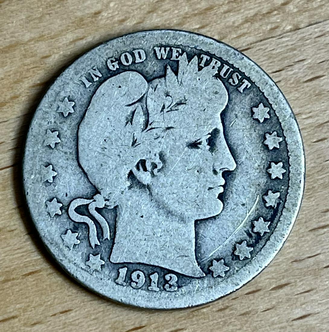 1913-s Barber Quarter Front Scratch (1 of 2)